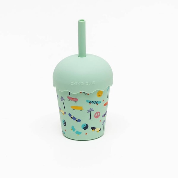 Chino Club Mini Smoothie Cup & Straw 200ml Skate Aqua