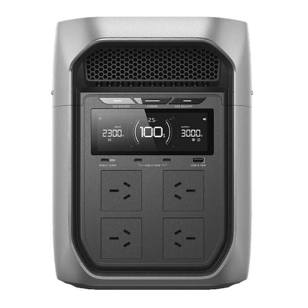 EcoFlow Delta 3 Max Plus Power Station w/ max 3000W AC output & Built in 2048Wh (170Ah@12V) Battery - Silver Black