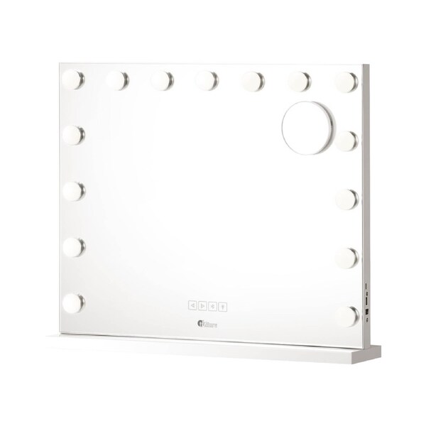 Oikiture Hollywood Mirrors Makeup Magnifying Mirror Bluetooth with LED Lights Model 3 60x52cm-15 Bulbs