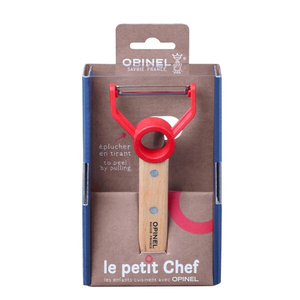 Opinel Le Petit Chef Kids Peeler with Safety Ring Wooden Handle Kitchen Tool Red
