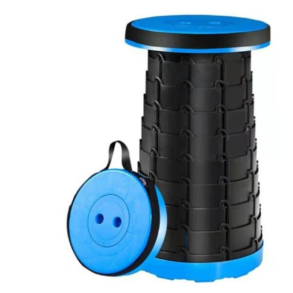 Elora Retractable Portable Telescoping Stool Folding Camping Seat Traveling Blue