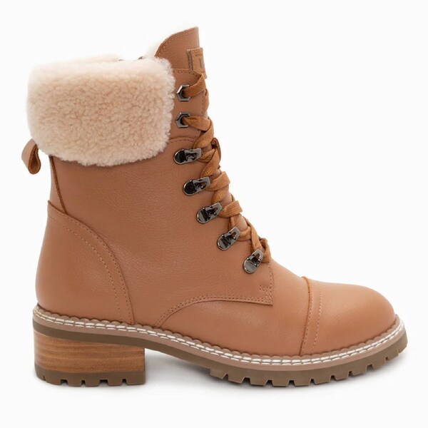 UGG Lyric Lace Up Leather Boots Tan / US WOMEN 7 / US MEN 6 / AU LADIES 7 / AU MEN 5 / EU 37 / UK 5