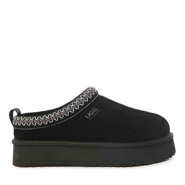 Platinum Tassie Platform Ugg Slippers Black / US WOMEN 7 / US MEN 6 / AU LADIES 7 / AU MEN 5 / EU 38 / UK 5