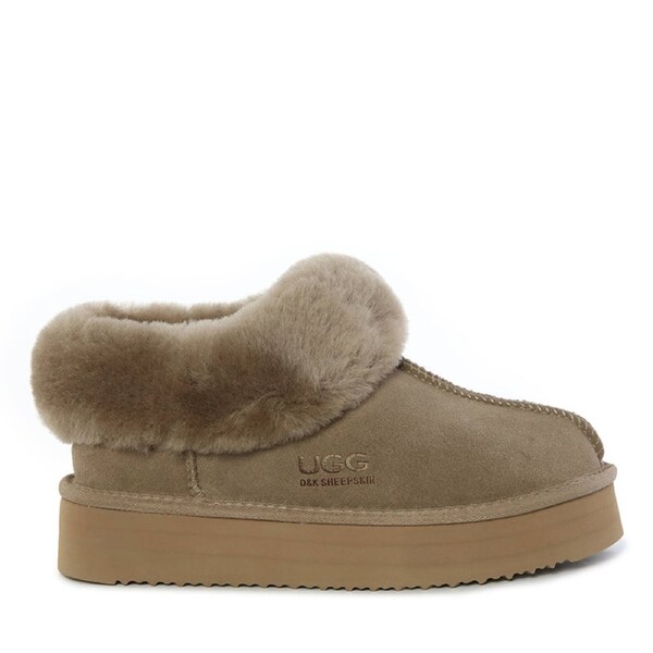 Juliana Platform Ugg Slippers Antelope Brown / US WOMEN 7 / US MEN 6 / AU LADIES 7 / AU MEN 5 / EU 38 / UK 5
