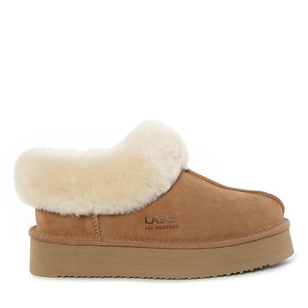 Juliana Platform Ugg Slippers Chestnut / US WOMEN 7 / US MEN 6 / AU LADIES 7 / AU MEN 5 / EU 38 / UK 5