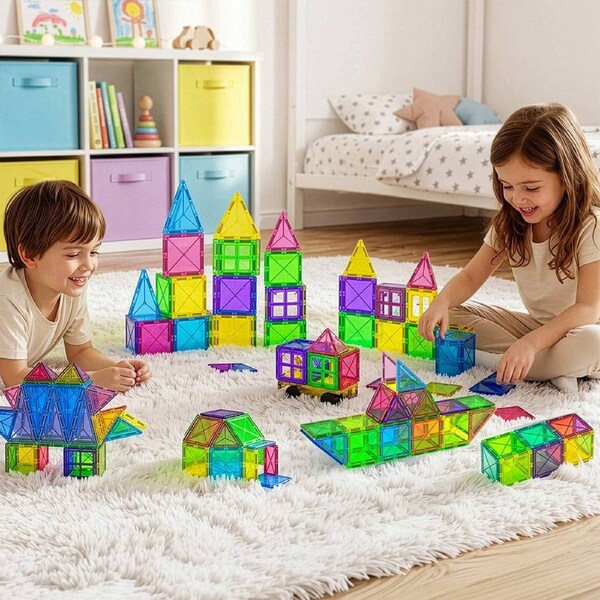 Keezi 60/100/120pcs Kids Magnetic Tiles Blocks Building Educational Toy Children 120pcs