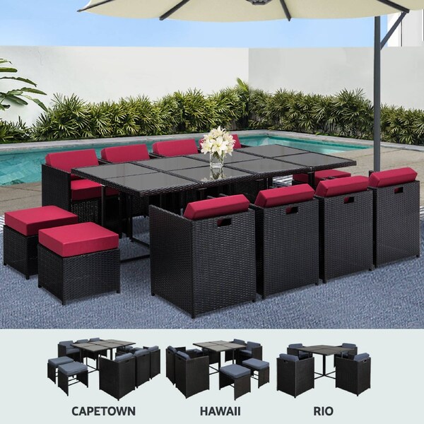 Gardeon 5/9/11/13 pcs Outdoor Dining Set Patio Furniture Lounge Setting Wicker Black 5 pieces