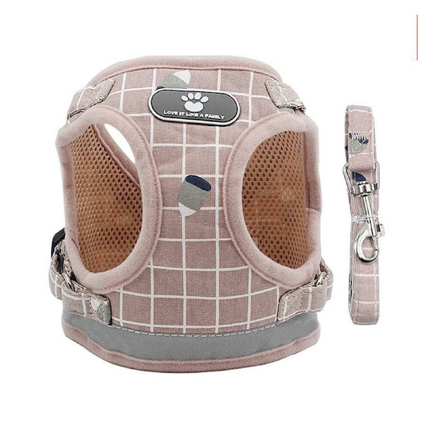 Pink Adjustable Mesh Pet Vest Harness for Cats and Dogs M