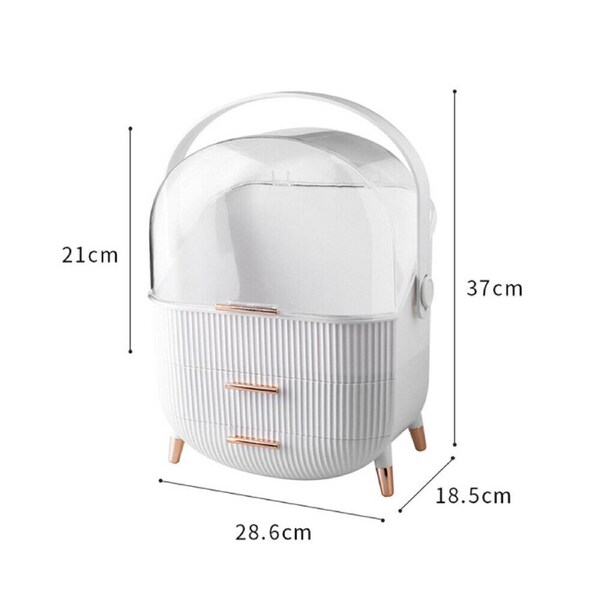Portable Makeup Organizer Case with Cosmetic Storage and Jewelry Drawers White 2 Drawers