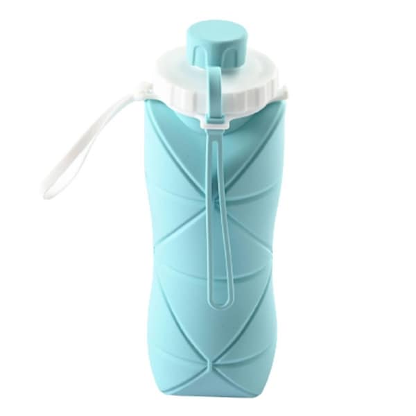 Leak-proof Folding Silicone Sports Bottle Portable Water Container 600ml Blue