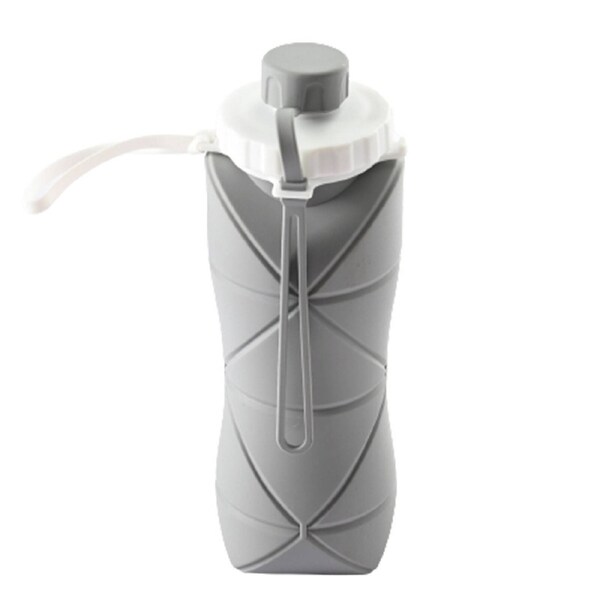 Leak-proof Folding Silicone Sports Bottle Portable Water Container 600ml Grey
