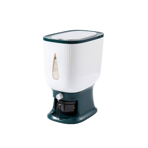10kg Auto Grain Case Cereal Dispenser Kitchen Food Rice Storage Box Green