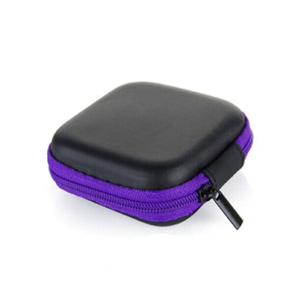 Mini Hard Case Storage Pouch for Earphones Headphones and Cables Purple