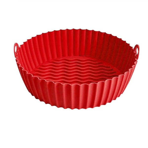 Non-Stick Safe Silicone Pot Liner Basket for Air Fryer Baking Tray Red