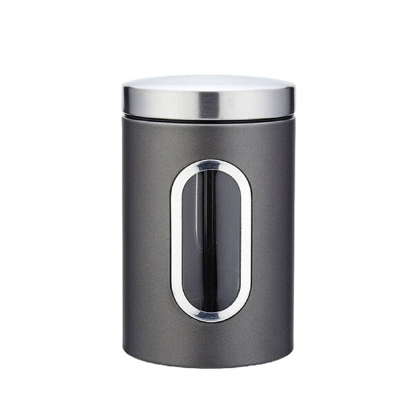 Kitchen Storage Container Tins for Tea Coffee Sugar Pasta Herbs and Biscuits Black