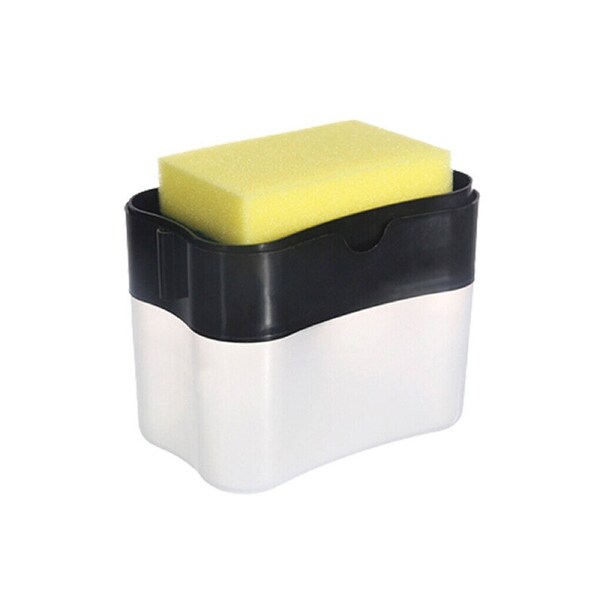 2-in-1 Soap Pump Dispenser with Sponge Holder Kitchen Dish Washing Liquid Container Black
