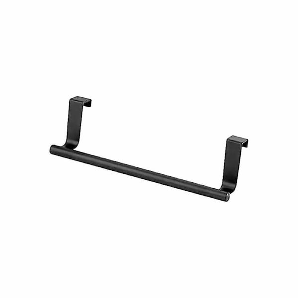 Over Door Tea Towel Rack Bathroom Rail Cupboard Hanger Hook Black 23cm