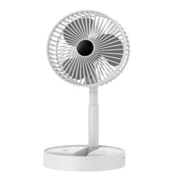 USB Foldable Telescopic Portable Floor Fan 3 Speeds Rechargeable Table Desk Fan White Rechargeable