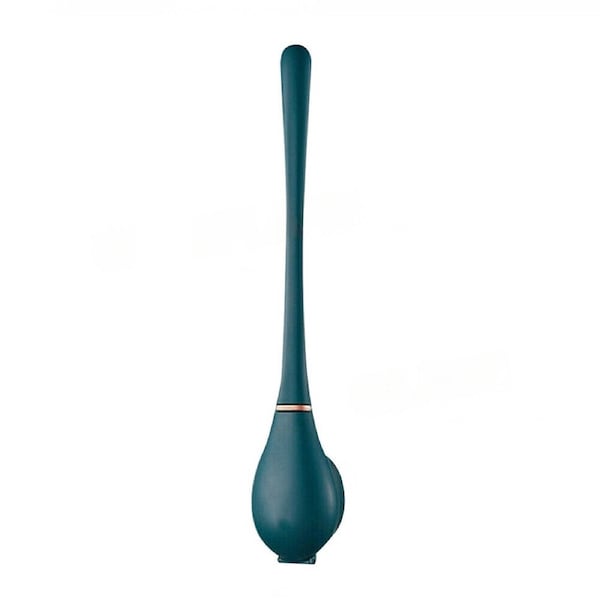 Bathroom Cleaning Set Soft Silicone Toilet Brush with Holder Dark Green