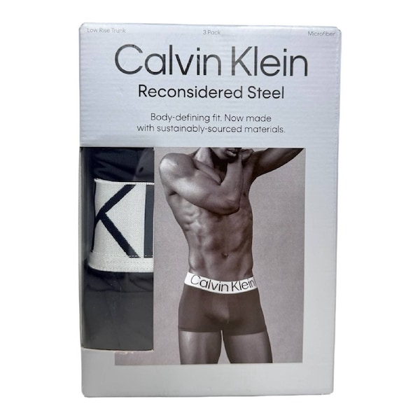 Calvin Klein Men's Reconsidered Steel Microfiber Trunk 3 Pack - Black XL