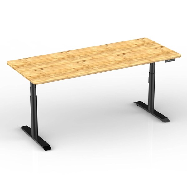 Joy Desk Fastmodule Standing Desk Round - Bamboo - Black Leg 1800 x 750 mm