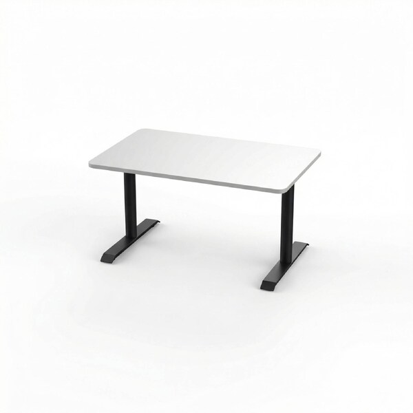 Joy Desk Standard Standing Desk Round - White - Black Leg 1800 x 750 mm
