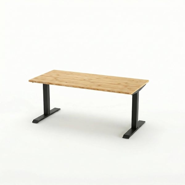 Joy Desk Standard Standing Desk Square - Bamboo - Black Leg 1800 x 750 mm