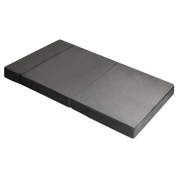 Bedra Folding Mattress Foldable Bed 3 4 Fold Sleeping Floor Mat Camping Cushion Grey Velvet-Double