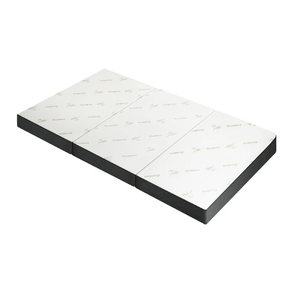 Bedra Folding Mattress Foldable Bed 3 4 Fold Sleeping Floor Mat Camping Cushion White Bamboo-Double