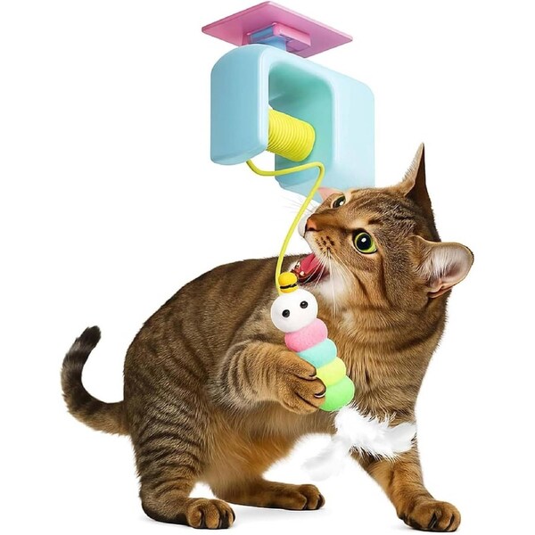 Velocity Interactive Indoor Cat Toys, Interactive Electric Cat Toy with Self Adhesive Pink