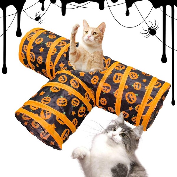 Velocity Cat Tunnel for Home Cats, Cat Tunnel, Foldable Kitten Bored Peephole Toy, Cat Cave for Cats Straight
