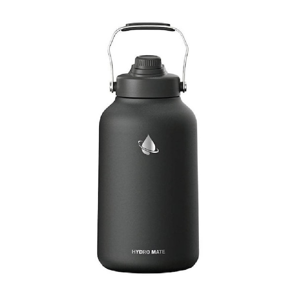 Hydro Mate Insulated Water Jug Black - Extra Large Outdoor Camping Flask 1800ml