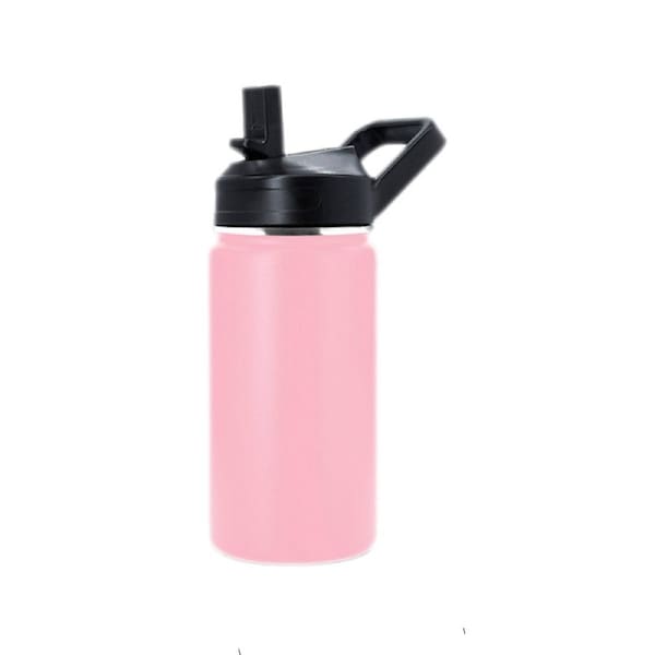 Hydro Mate Kids Insulated Water Bottle 350ml - Stainless Steel + Straw Lid Pink