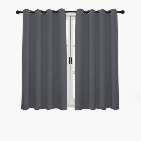 Hyper Cover 3-Layer Blockout Eyelet Curtains Iron Grey - Thermal Charcoal Drapes 132x213 cm