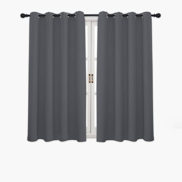 Hyper Cover 3-Layer Blockout Eyelet Curtains Iron Grey - Thermal Charcoal Drapes 132x241 cm