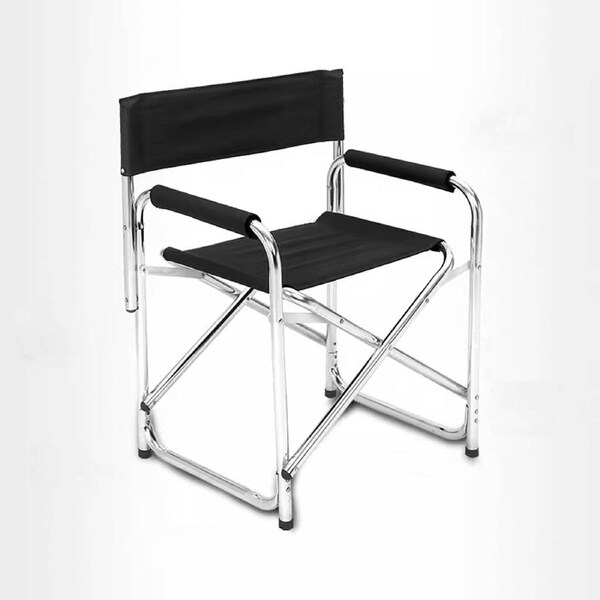 Directors Aluminium Folding Chair Camping Picnic Director Fishing Foldable Black