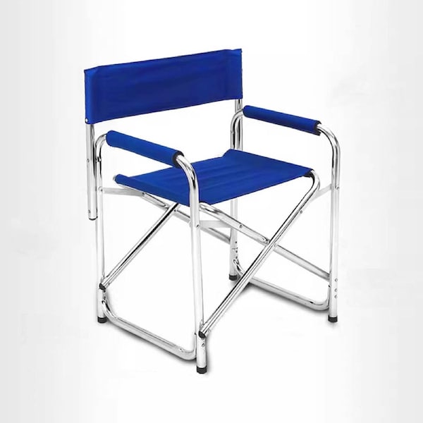 Directors Aluminium Folding Chair Camping Picnic Director Fishing Foldable Blue