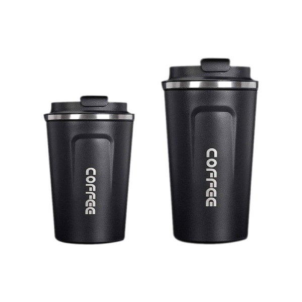 Hydro Mate Insulated Coffee Mug Black - Stainless Steel Travel Cup 380ml