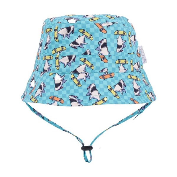 Splosh Out & About Kids Cotton Bucket Hat Chin Strap Blue Shark L
