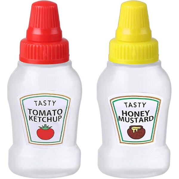 Velocity Salad Condiment Container, Salad Squeeze Bottles, Lunch Sauce Bottles, Portable Spicy Sauce Bottles Multipurpose 2 Pack (Honey+ketchup)