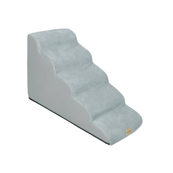 BingoPaw High Density Foam Curved Dog Stairs Non-slip Climbing Puppy Ramp Ladder High Beds Sofa Dog Steps for Small Dog with Washable Cover 3 Steps-39cmx56cmx40cm