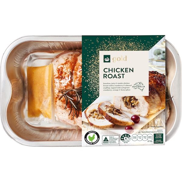 Woolworths Gold Easy Carve Chicken Roast With Stuffing & Orange Honey Glaze 1kg - 1.3kg