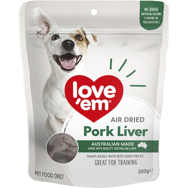 Love 'Em Dog Treats Pork Liver 200g
