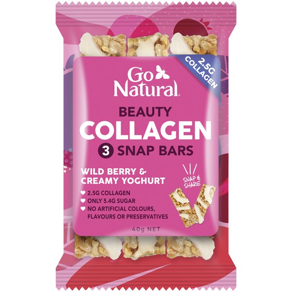 Go Natural Beauty Collagen Snap Bars Wild Berry & Yoghurt 40g