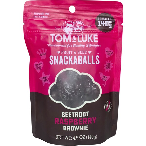 Tom & Luke Beetroot Raspberry Brownie Fruit & Seed Snackaballs 140g