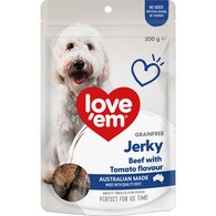 Love'em Grain Free Dog Treats Beef Jerky With Tomato