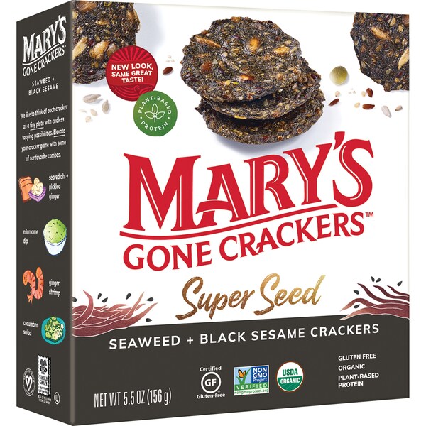 Mary's Gone Crackers Crackers Super Seed Seaweed & Black Sesame 156g