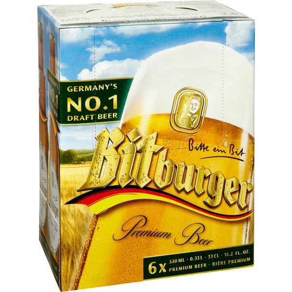 Bitburger Premium Lager Bottles 330mL x 6 pack