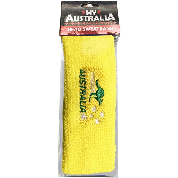 Australia Day Sweatbands Head Green & Gold Each