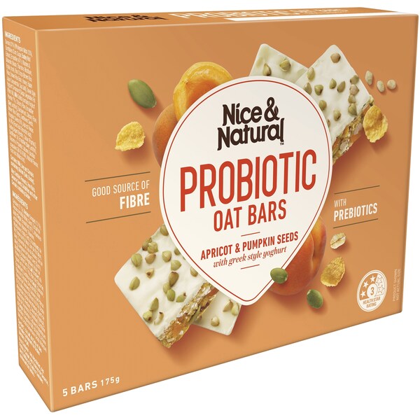 Nice & Natural Probiotics Oat Bar Apricot & Pumpkin Seeds 5 pack